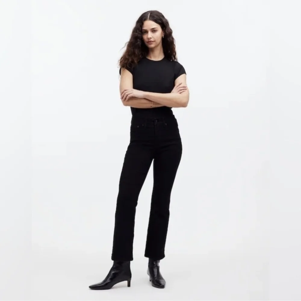 Madewell Women's Mid Rise Kick Out Black Cotton Denim Jeans Size 31 - Picture 4 of 15